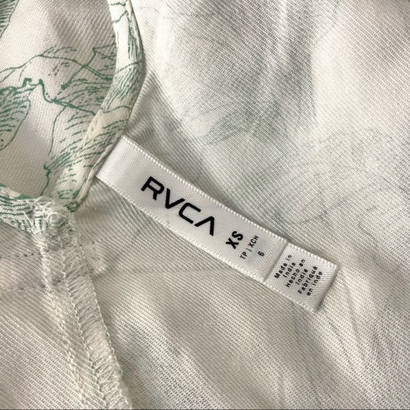 RVCA Tank Top XS Tropical Beach Surf Green White - Picture 4 of 7